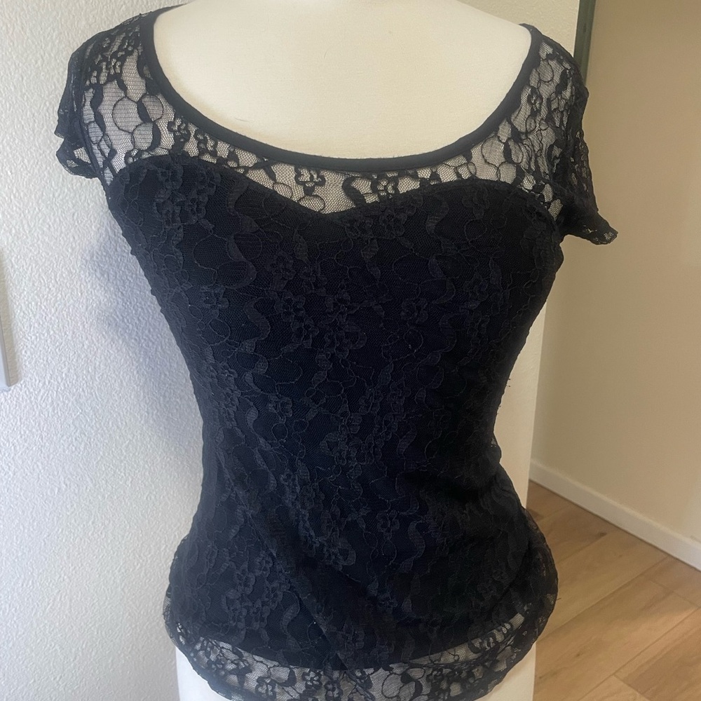 Guess Black Lace Blouse